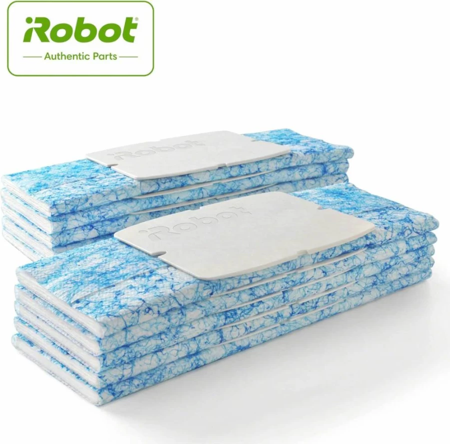 iRobot Braava Jet 200 Series Replacement Mopping Pads - 10-Pack for Hardwood, Tile & Stone Floors (Blue/White) - Authentic OEM Parts