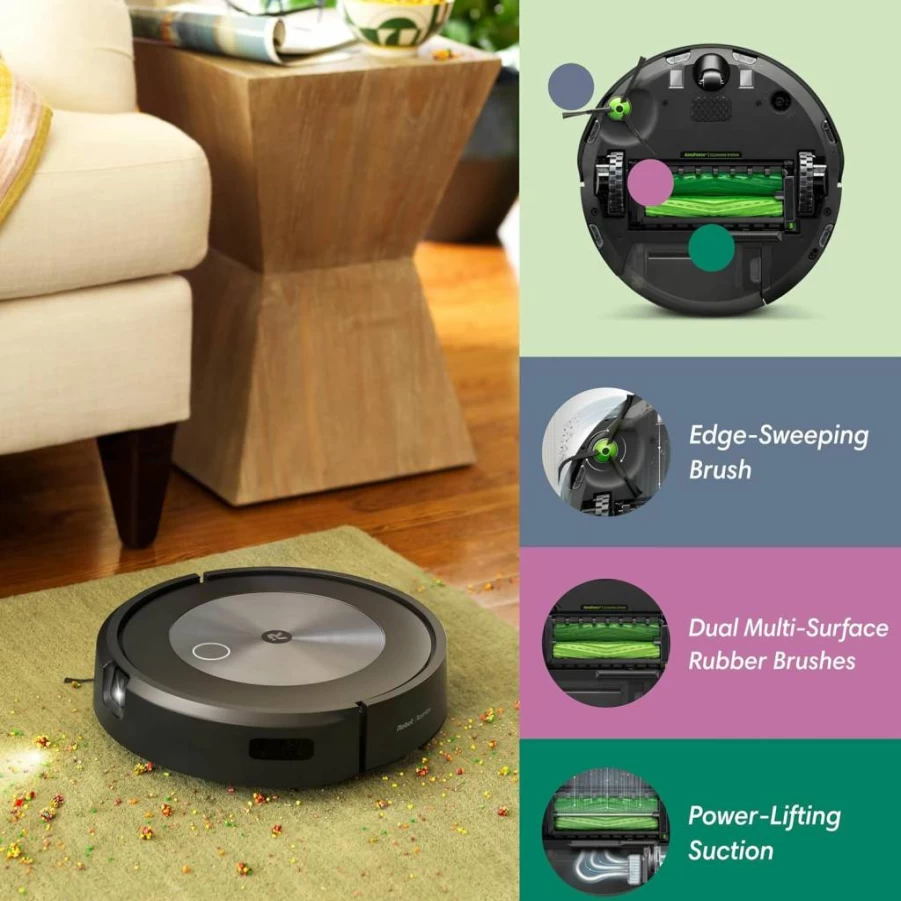 iRobot Roomba j7+ (7550) Self-Emptying Robot Vacuum - Smart Mapping, Pet Waste Avoidance, 60-Day Auto Dirt Disposal, Wi-Fi Connected